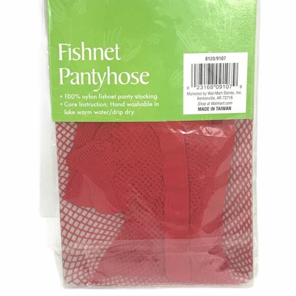 Fishnet Pantyhose Stockings Red - Picture 2 of 2